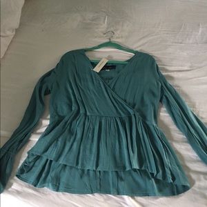 Teal Wrap Top